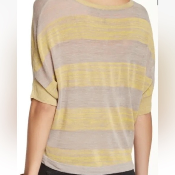 BCBG Max Azria Camille Dolman Sleeve Yellow/Gray Runway Collection Top small - Picture 2 of 8